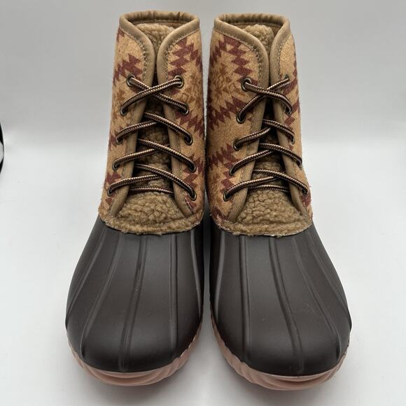 Simply Southern Women's Size 9 Duck Muck Boots Rain Lace Up Brown Aztec Style - Picture 2 of 7